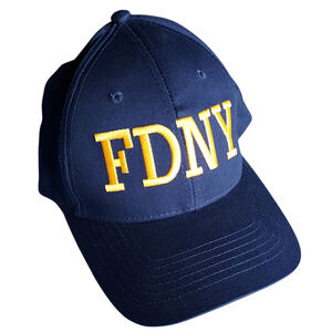 FDNY New York Fire Department Navy Blue Yellow Embroidered Snapback Hat